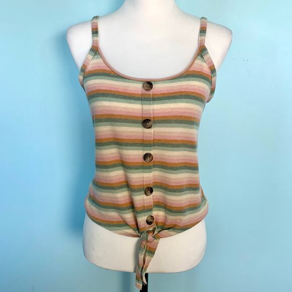 American Eagle Outfitters Tie Front Striped Tank Top Size Small - Picture 2 of 7